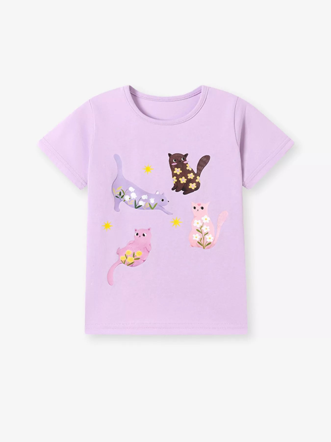 Children's Cartoon Cat Rainbow Graphic Tee - Farnelli