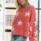ADORA Full Size Star Contrast Round Neck Sweater Plus Size - Farnelli