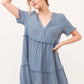 And The Why Washed Frayed Detail Tiered Dress - Farnelli