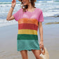 Openwork Round Neck Short Sleeve Cover-UP - Farnelli