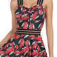 Ruched Printed Sweetheart Neck Two-Piece Swim Set - Farnelli