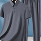 Men's Plus Size Button Detail Short Sleeve Top and Pants Set - Farnelli