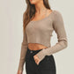MABLE Long Sleeve Crop Sweater Top and Inner Bra Set - Farnelli