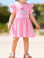 Children's Bunny Applique Ruffle Sleeve Dress - Farnelli