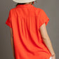 Umgee Full Size Linen Blend Button Down Short Folded Sleeve Shirt Plus Size - Farnelli
