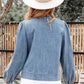 Oakley Tied Front Long Puff Sleeve Denim Top - Farnelli