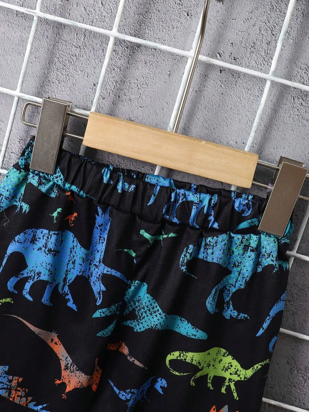 Children's Dinosaur Short Sleeve Hooded Top and Pants Set - Farnelli