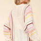 Haptics Full Size Striped Crochet Open Front Cardigan - Farnelli
