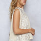 POL Round Neck Sleeveless Top with Floral Contrast - Farnelli