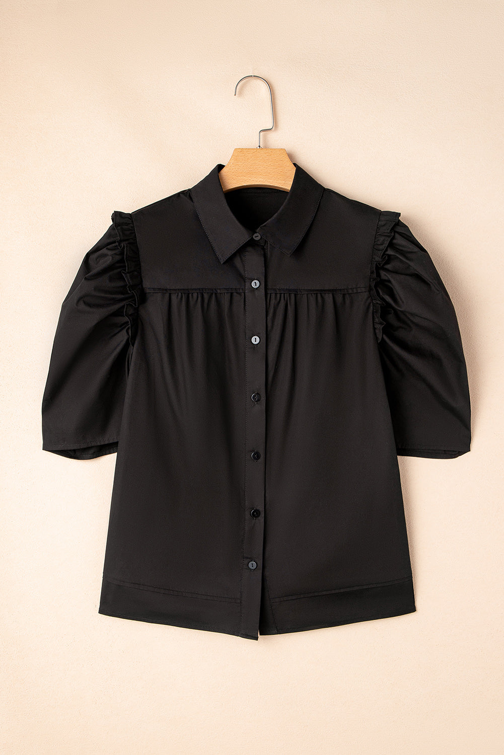 Analeia Frilly Puff Sleeve Stylish Collared Shirt - Farnelli