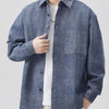 Men's Plus Size Button Up Long Sleeve Shirt - Blue