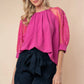 White Birch Round Neck Lace Half Sleeve Blouse - Farnelli