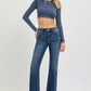 RISEN Full Size Mid Rise Flare Frayed Hem Jeans Plus Size - Farnelli