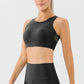 Round Neck Wide Strap Active Bra - Farnelli