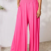 Basic Bae Full Size Smocked Wide Waistband Wide Leg Pants - Hot Pink