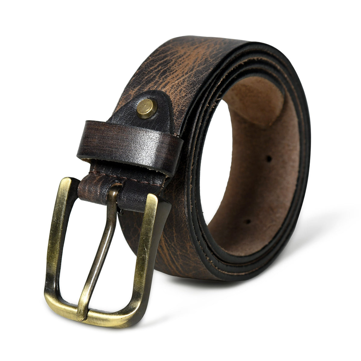 Dark brown men's leather belt from Classy Leather Bags featuring a sleek design and sturdy buckle.
