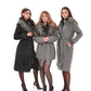Genuine Silver Fox Cashmere Blend Coat