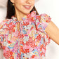 Double Take Floral Tie Neck Cap Sleeve Dress - Farnelli