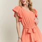 ADORA Ruffle Sleeves Romper with Pockets - Farnelli