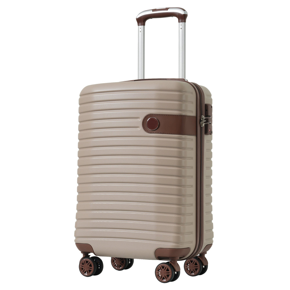 HouseOfZazla khaki 3-piece hard case luggage set with 360° spinner wheels