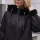 Alaska® Outerwear Company Grazia reversible black faux shearling hooded coat parka