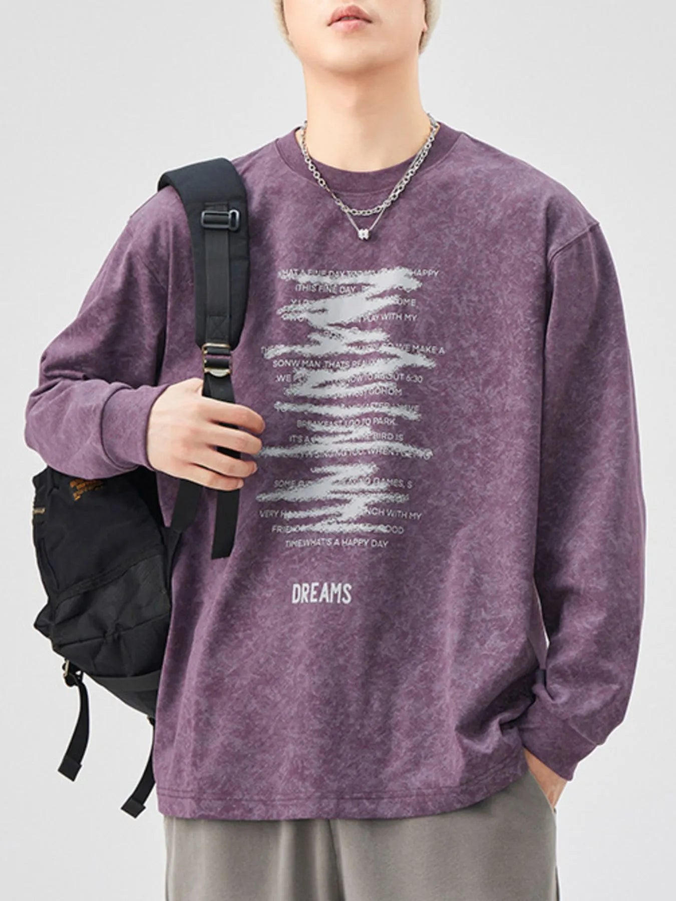 Men's Plus Size Graphic Round Neck Long Sleeve T-Shirt - Farnelli