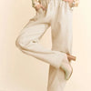 Davi & Dani Drawstring Wide Leg Sweatpants - Cream