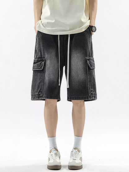 Men's Full Size Wash Drawstring Cargo Shorts Plus Size - Farnelli