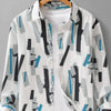 Men's Plus Size Printed Button Up Long Sleeve Shirt - Blue
