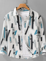 Men's Plus Size Printed Button Up Long Sleeve Shirt - Farnelli