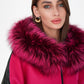 Saga®Furs Silver Fox Wool Alpaca Poncho Vest in Fuchsia