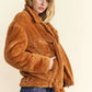 Davi & Dani Fuzzy Zip Up Collared Neck Jacket - Farnelli
