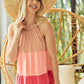 BiBi Rayon Span Jersey Color Block Tiered Halter Neck Cami - Farnelli