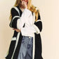 Davi & Dani Fuzzy Trim Open Front Loose Fit Cardigan - Farnelli