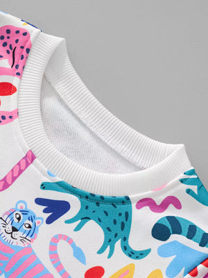 Children's Animal Print Crew Neck Sweatshirt - Farnelli