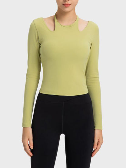 Millennia Halter Neck Long Sleeve Sporty Top - Farnelli