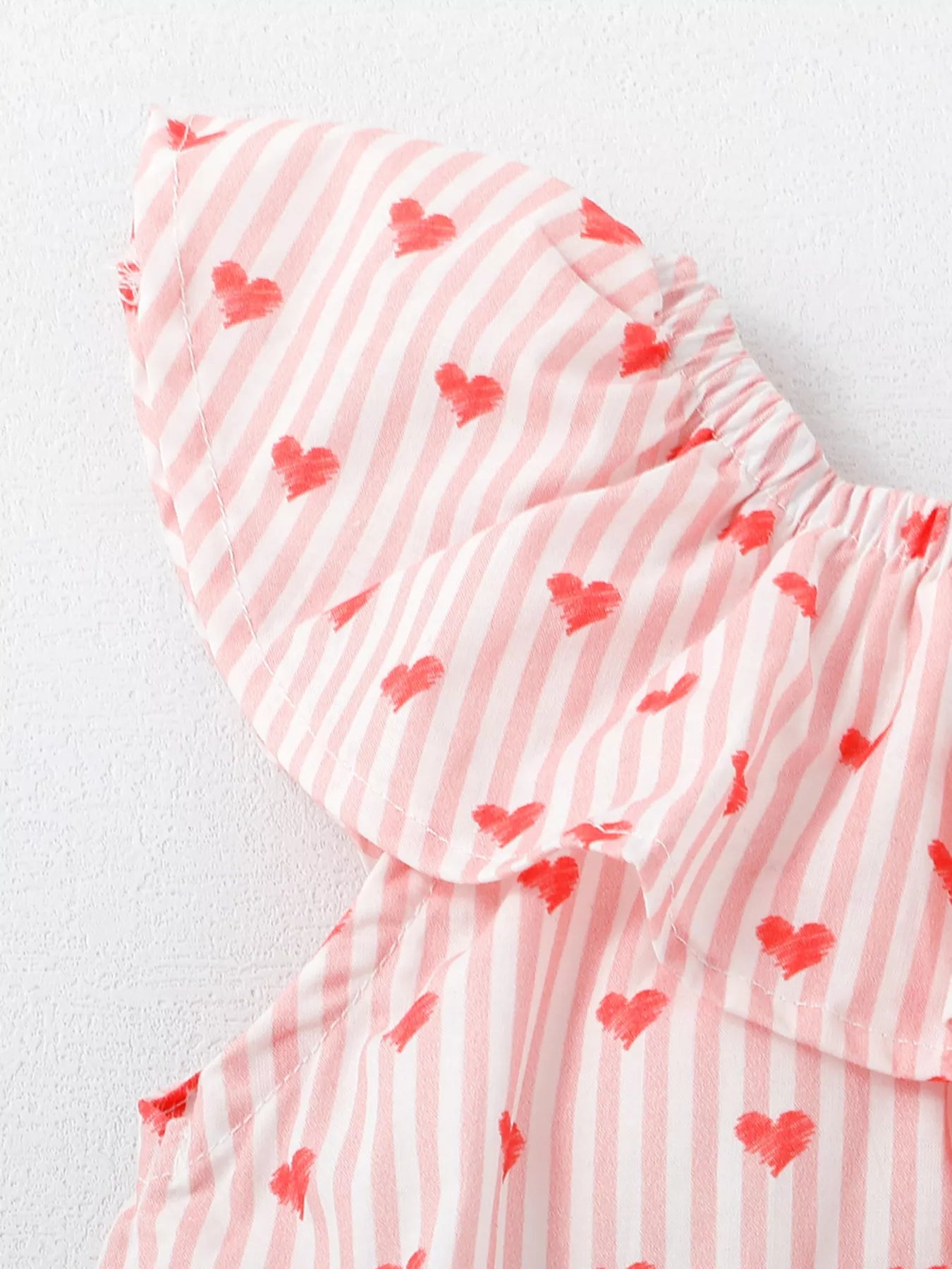 Children's Heart Print Ruffle Trim Dress - Farnelli