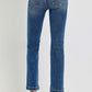 RISEN Full Size Tummy Control Elastic Band Mid Rise Straight Jeans Plus Size - Farnelli