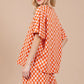 Ces Femme Checkered Round Neck Top and Shorts Set - Farnelli