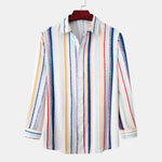 Men's Striped Button-Down Long Sleeve Shirt - Farnelli