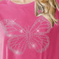Heimish Full Size Rhinestone Butterfly Round Neck Short Sleeve T-Shirt Plus Size - Farnelli
