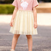 Children's Swan Short Sleeve Tulle Dress - Pale Blush