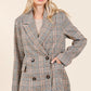 Mittoshop Plaid Double Breasted Relaxed Fit Blazer - Farnelli