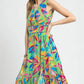 Umgee Ruffled Hem Printed Sleeveless Midi Dress - Farnelli