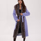 Genuine Silver Fox Virgin Wool Wrap Coat in Lavender