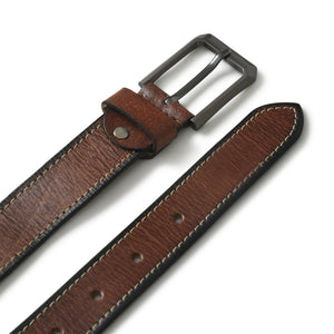 Kairo brown leather belt from Classy Leather Bags showing smooth leather strap and metal buckle.