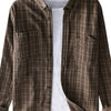 Men's Plus Size Button Up Long Sleeve Plaid Shirt - Military Green