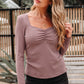 Cora Square Neck Ribbed Fit Long Sleeve Top - Farnelli