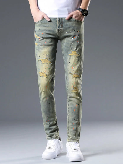 Men's Distressed Slim Fit Jeans - Farnelli