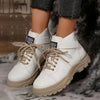 Lace Up Platform Combat Boots - White